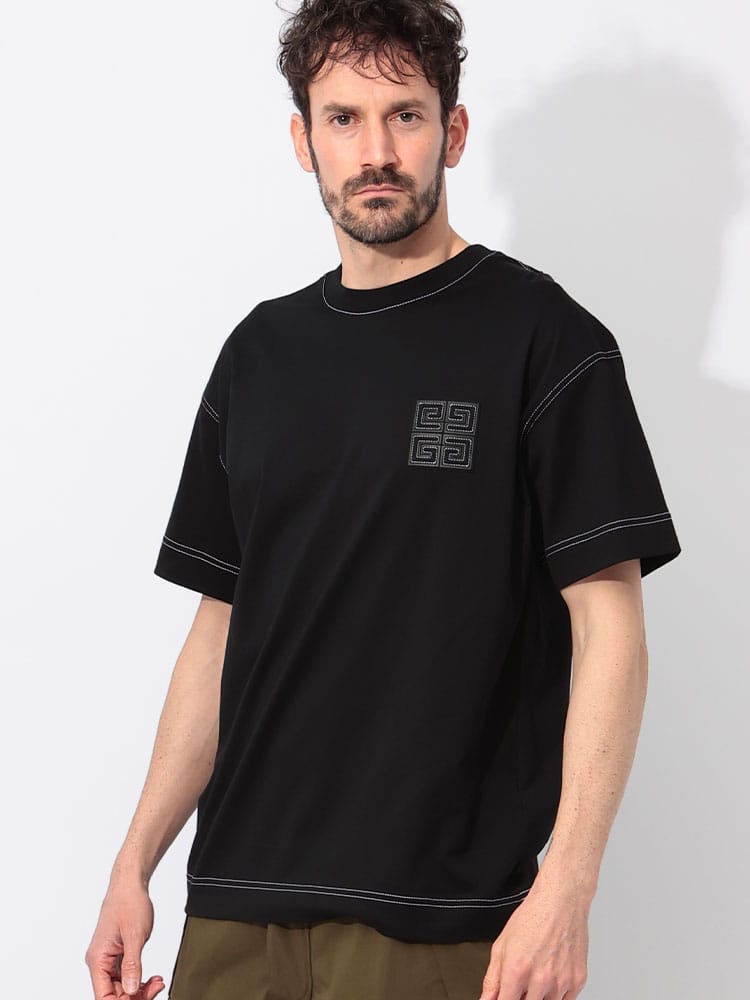 GIVENCHY (ジバンシィ) コットン コントラストステッチ ロゴ クルー 