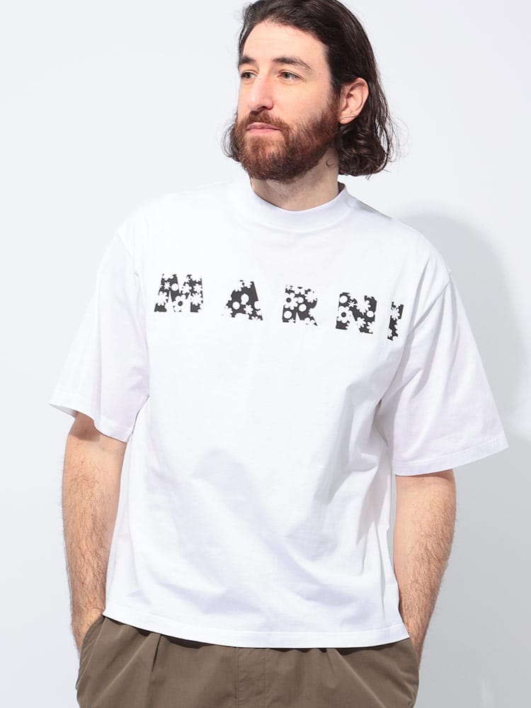 MARNI (マルニ) Pop Fields ロゴ プリント クルーネック 半袖 Tシャツ MAHUMU0223IP メンズ