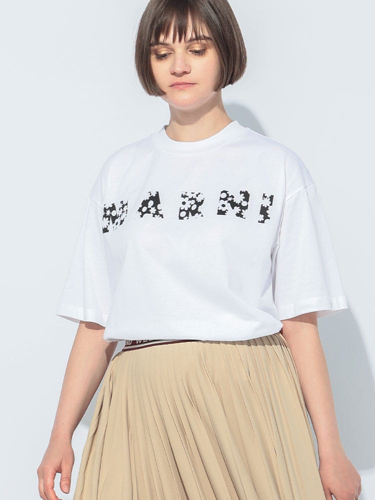 MARNI (マルニ) ロゴプリント クルーネック 半袖 Tシャツ Pop Fields MALTHJET49P15 レディース