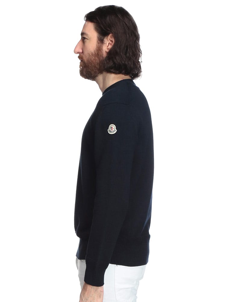 MONCLER (モンクレール) 袖ワッペン クルーネック ニット 