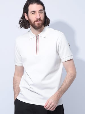 MONCLER (モンクレール) レディース ニットポロシャツ 半袖 ロゴ 