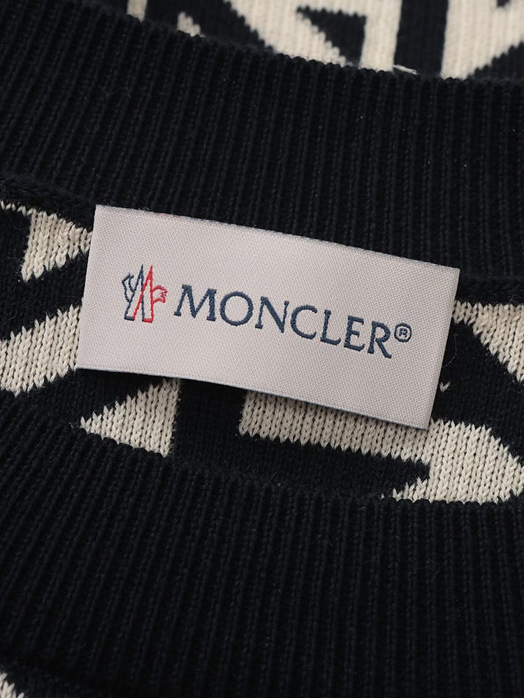 MONCLER (モンクレール) ワッペン 総柄 クルーネック ニット メンズ 