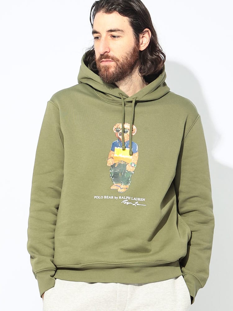 POLO RALPH LAUREN (ポロラルフローレン) 裏起毛 ベアプリント プルオーバー パーカー メンズ