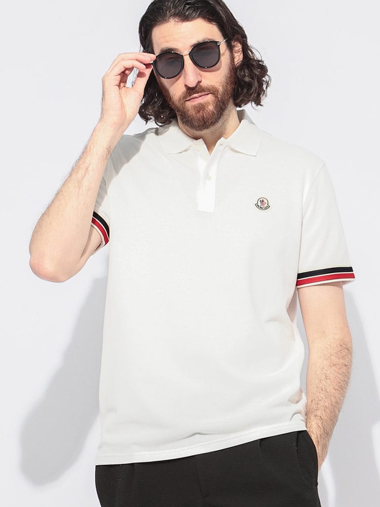 MONCLER (モンクレール) 袖ライン ワンポイント 半袖 ポロシャツ メンズ
