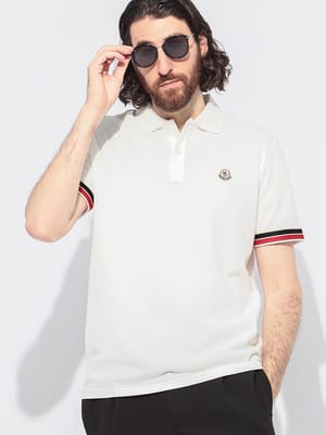 MONCLER (モンクレール) 袖ライン ワンポイント 半袖 ポロシャツ メンズ