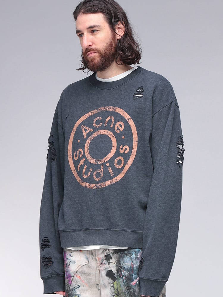 Acne Studios (アクネストゥディオズ) ダメージ加工 プリント スウェット トレーナー ACCI0179 メンズ