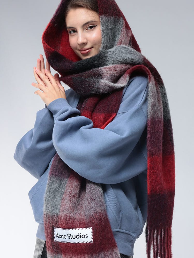 Acne Studios (アクネストゥディオズ) モヘヤ混 チェック柄 マフラー ACLCA0084 レディース