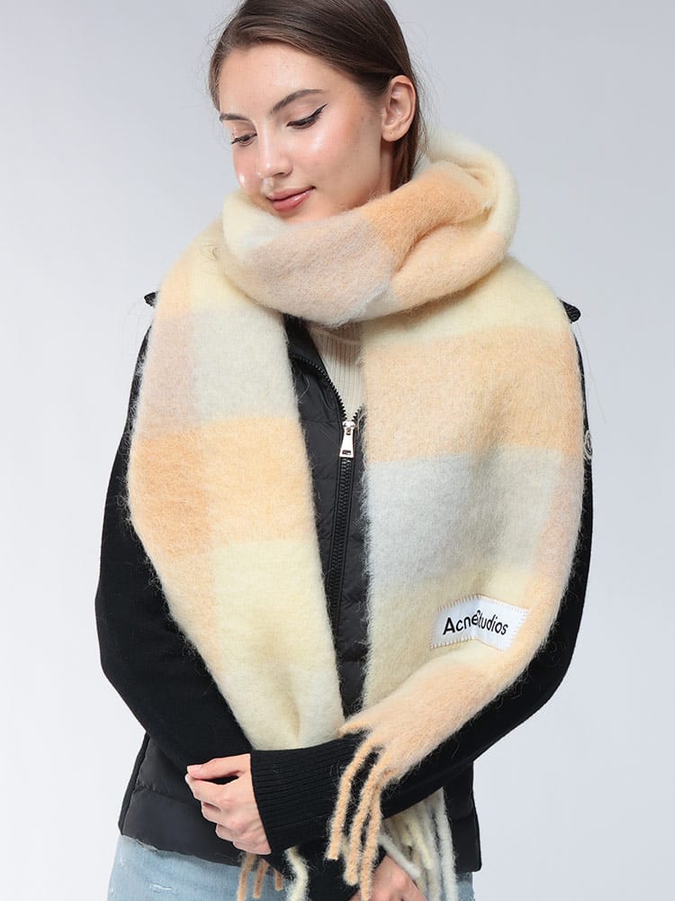 Acne Studios (アクネストゥディオズ) モヘヤ混 チェック柄 マフラー ACLCA0084 レディース