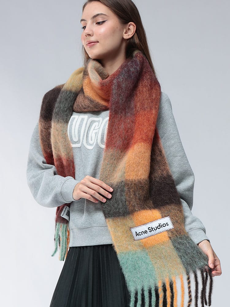 Acne Studios (アクネストゥディオズ) モヘヤ混 チェック柄 マフラー ACLCA0084 レディース