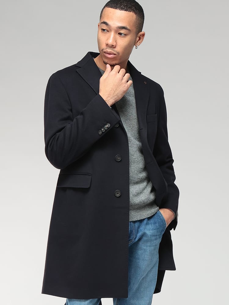 TAGLIATORE (タリアトーレ) カシミヤ混 シングル 3つボタン ミドル丈 チェスターコート TGCFBM13B350001 メンズ