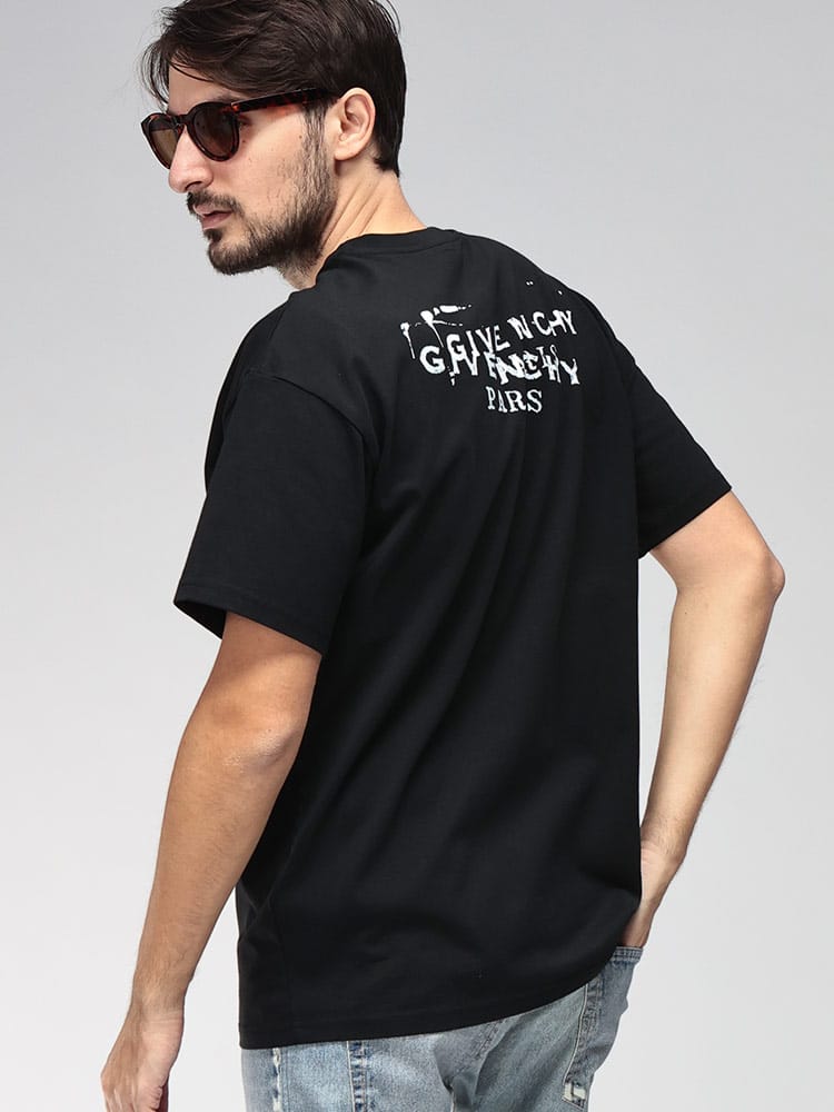 GIVENCHY (ジバンシィ) ロゴ スタンプ プリント 半袖 コットン Tシャツ 