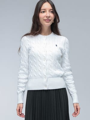 POLO RALPH LAUREN (ポロラルフローレン) ロゴ ケーブルニット クルーネック サマーニット カーディガン RLL211971868 レディース