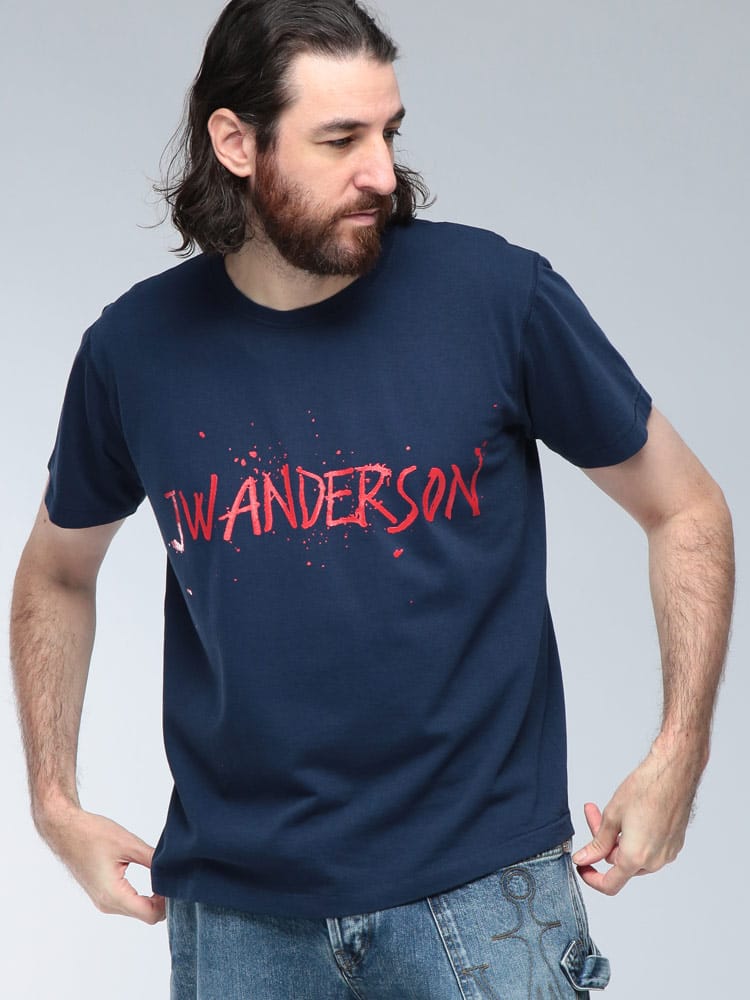 JW ANDERSON (ジェイダブリューアンダーソン) ロゴ プリント クルーネック コットン 半袖 Tシャツ circular JWJT0307PG1936 メンズ