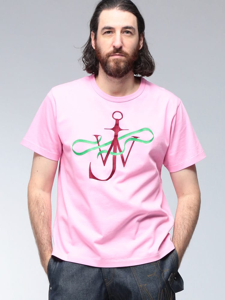 JW ANDERSON (ジェイダブリューアンダーソン) ロゴ 刺繍 クルーネック コットン 半袖 Tシャツ ribbon anchor JWJT0320PG1937 メンズ