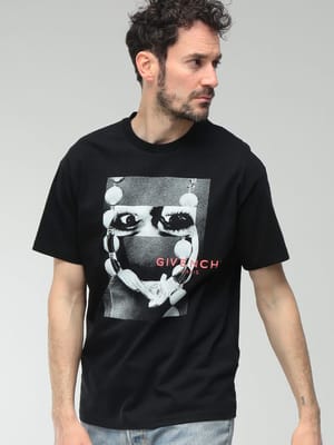 GIVENCHY (ジバンシィ) メンズ Tシャツ 半袖 ロゴ フロントプリント クルーネック コットン カットソー GVBM71NK3YSW