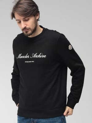 MONCLER (モンクレール) メンズ トレーナー 長袖 ロゴ フロント刺繍 クルーネック スウェット プルオーバー MC8G0001889A8F