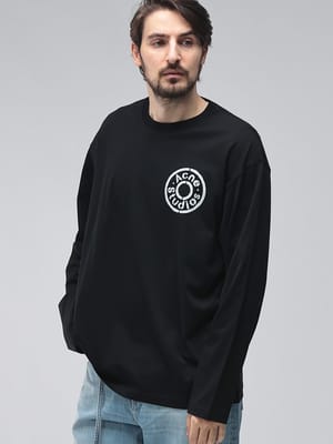 Acne Studios (アクネストゥディオズ) メンズ Tシャツ 長袖 サークルロゴ プリント クルーネック コットン カットソー  ACCL0428