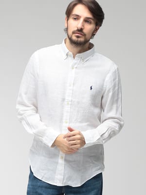POLO RALPH LAUREN (ポロラルフローレン) メンズ シャツ 長袖 麻100％ 胸ロゴ ボタンダウン リネン シャツ RL710968915