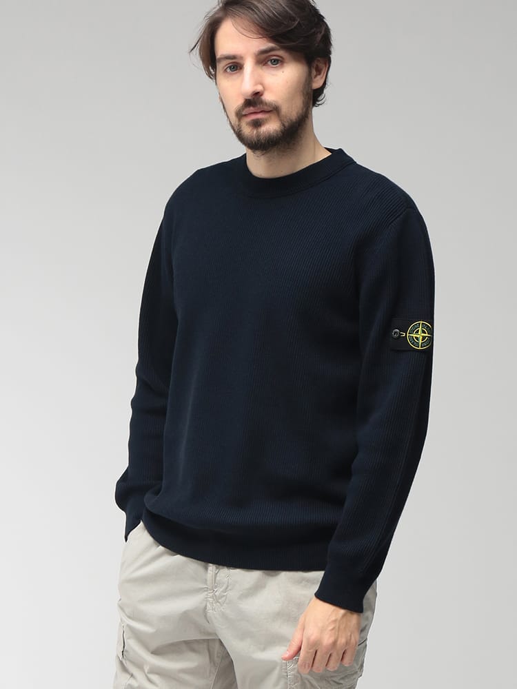 STONE ISLAND (ストーンアイランド) メンズ ニット 長袖 袖ロゴ クルー 