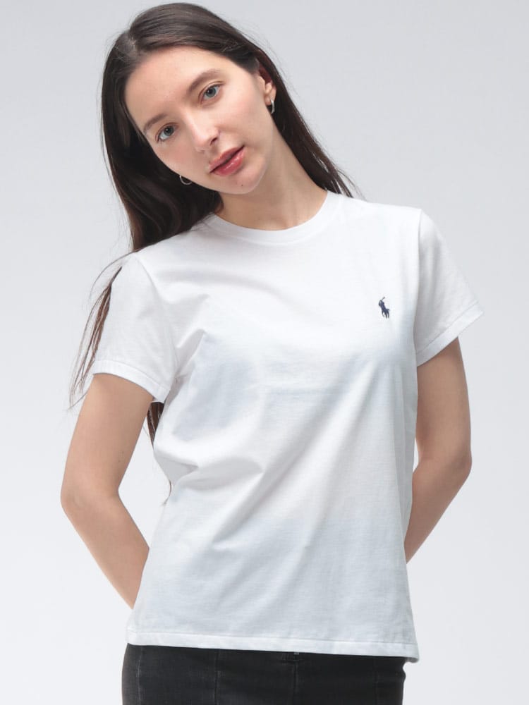 POLO RALPH LAUREN (ポロラルフローレン) レディース Tシャツ 半袖 ロゴ ワンポイント クルーネック コットン カットソー RLL211B14605