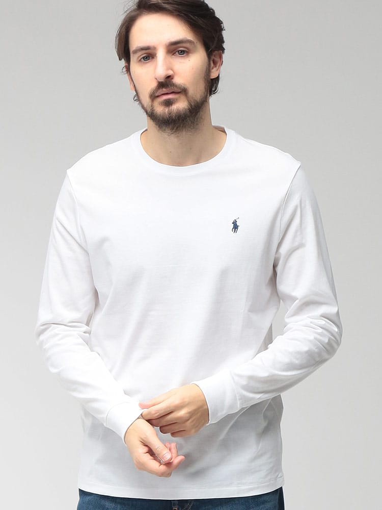 POLO RALPH LAUREN (ポロラルフローレン) メンズ Tシャツ 長袖 胸ロゴ クルーネック コットン カットソー RL710671468