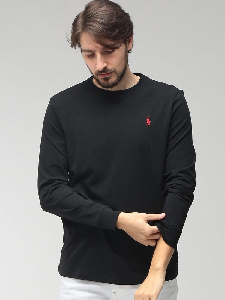 POLO RALPH LAUREN (ポロラルフローレン) メンズ Tシャツ 長袖 胸ロゴ クルーネック コットン カットソー RL710671468
