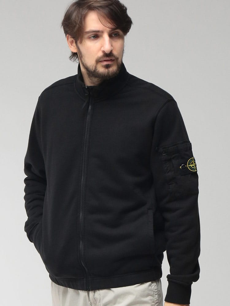 STONE ISLAND (ストーンアイランド) メンズ パーカー 長袖 袖ロゴ フルジップ スタンドカラー スウェット パーカー SI6100018S0410