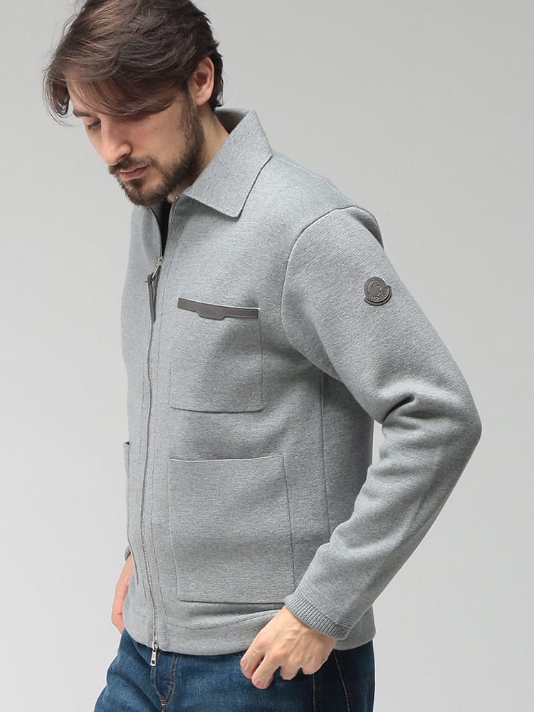 MONCLER (モンクレール) メンズ ニットジャケット ロゴ フルジップ 