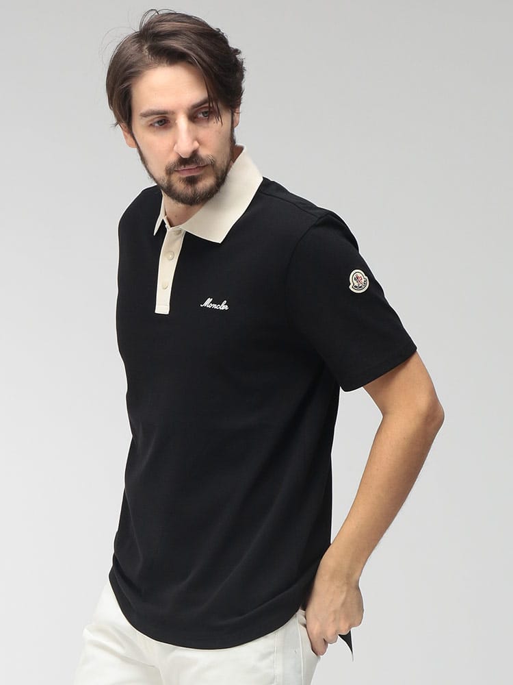 MONCLER (モンクレール) メンズ ポロシャツ 半袖 ワンポイント バイカラー シャツ MC8A0000389A166