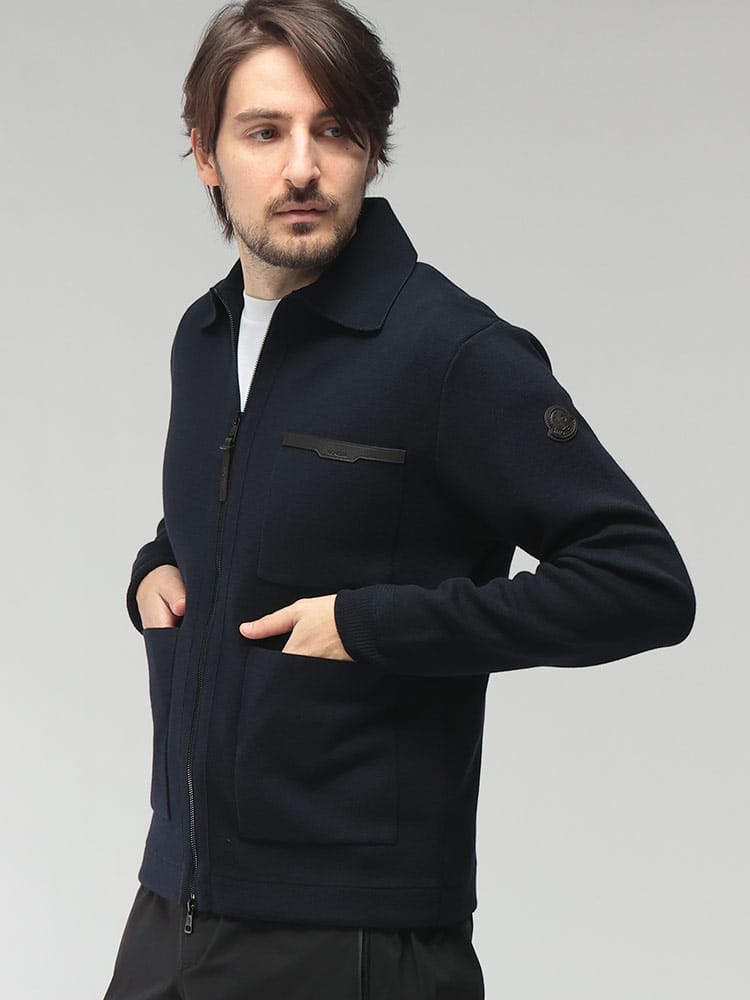 MONCLER (モンクレール) メンズ ニットジャケット フルジップ 襟付き 