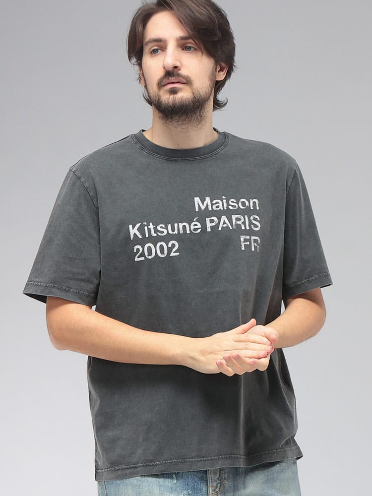 Maison Kitsune (メゾン キツネ) メンズ Tシャツ 半袖 フロントプリント クルーネック カットソー FADED COMFORT KNM00124KJ7036
