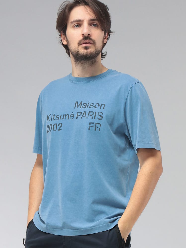 Maison Kitsune (メゾン キツネ) メンズ Tシャツ 半袖 フロントプリント クルーネック カットソー FADED COMFORT KNM00124KJ7036