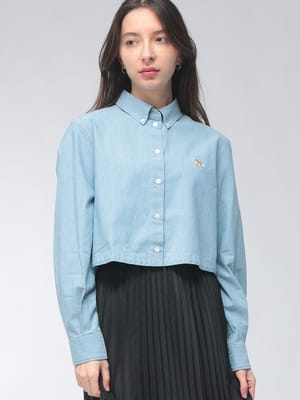 Maison Kitsune (メゾン キツネ) レディース シャツ 長袖 クロップド ボタンダウン シャツ KNLW0402WC5006