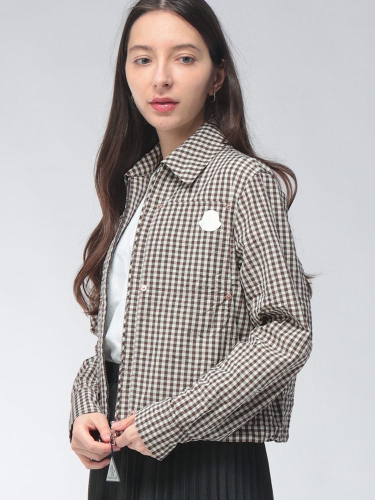 MONCLER (モンクレール) レディース ジャケット ショート丈 ギンガムチェック ロゴパッチ シャツジャケット MCL2F00008599DI