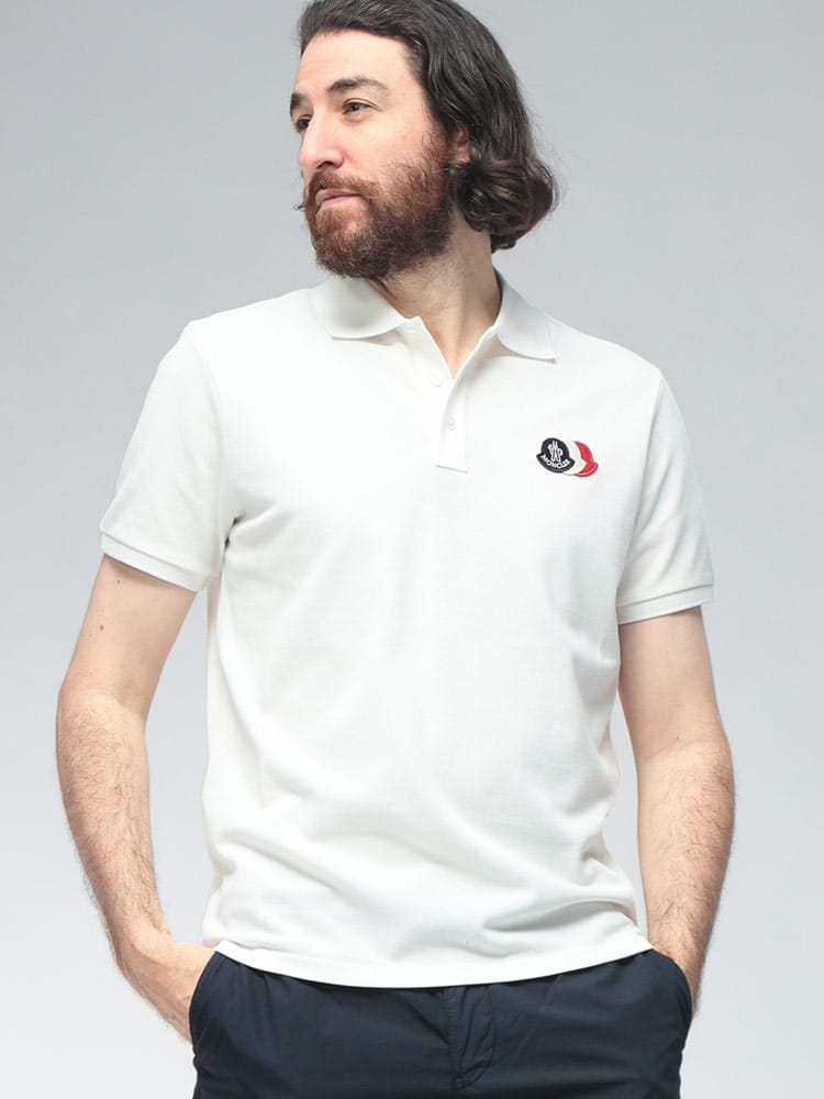 MONCLER (モンクレール) メンズ ポロシャツ 半袖 3連ワッペン トリコロール ロゴパッチ レギュラーフィット ポロ シャツ MC8A0003089A16