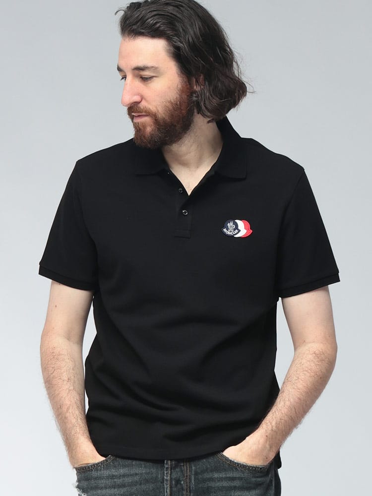 MONCLER (モンクレール) メンズ ポロシャツ 半袖 3連ワッペン トリコロール ロゴパッチ レギュラーフィット ポロ シャツ MC8A0003089A16