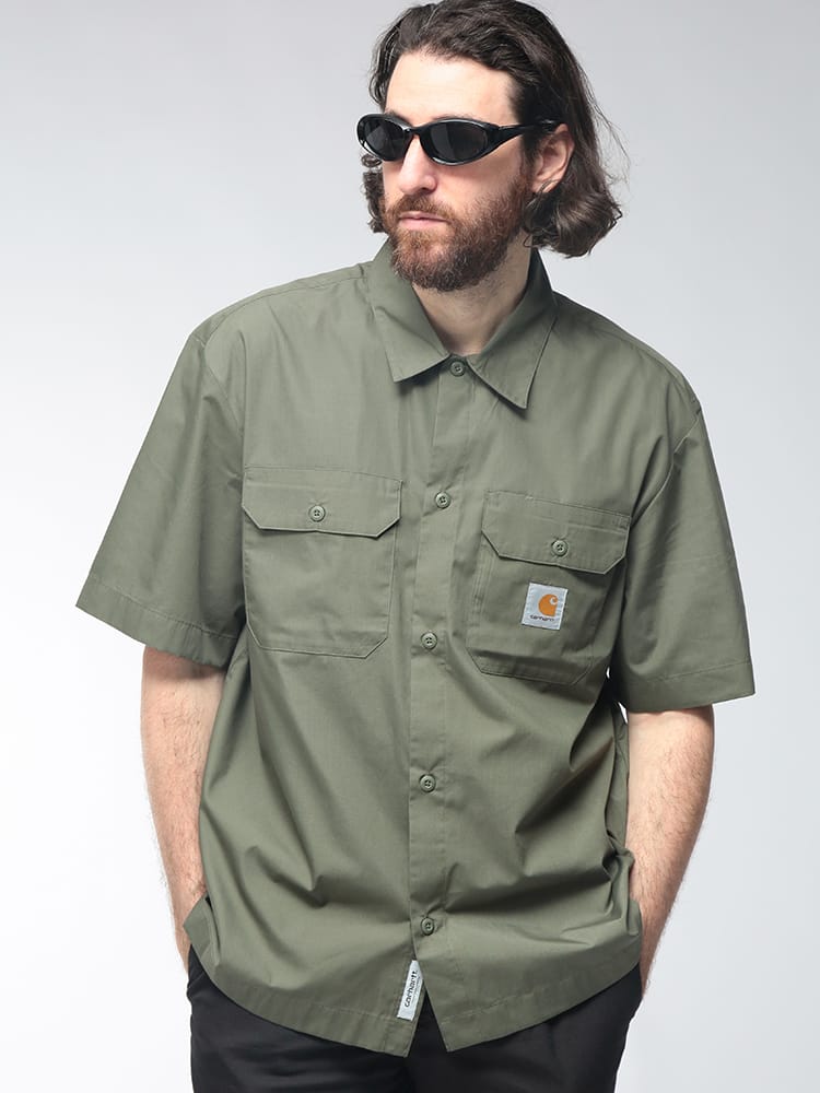 Carhartt WIP (カーハートワークインプログレス) メンズ シャツ 半袖 クラフトシャツ ワークシャツ 無地 CARI035232