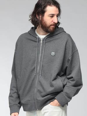 Maison Kitsune (メゾン キツネ) メンズ パーカー フルジップ オーバーサイズ フード スウェット 長袖 FOX HEAD KNM02138KM0340