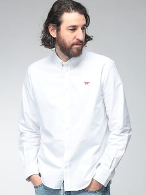 Maison Kitsune (メゾン キツネ) メンズ シャツ 長袖 ボタンダウン ワンポイント刺繍 PROFILE FOX KNM00426WC5062