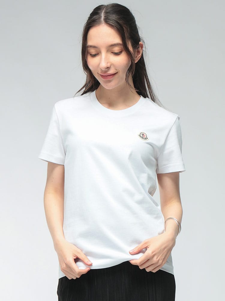 MONCLER (モンクレール) レディース Tシャツ 半袖 ワンポイント クルーネック カットソー MCL8C0005489B8U