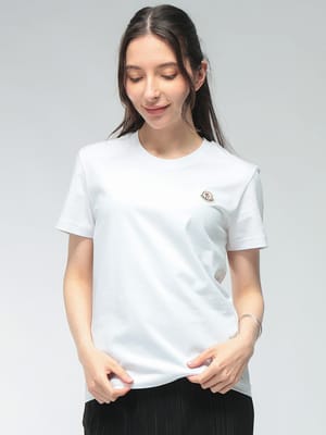 MONCLER (モンクレール) レディース Tシャツ 半袖 ワンポイント クルーネック カットソー MCL8C0005489B8U