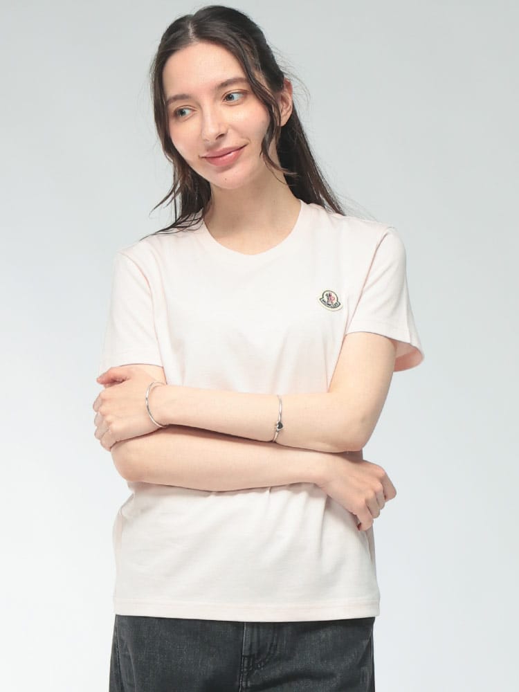 MONCLER (モンクレール) レディース Tシャツ 半袖 ワンポイント クルーネック カットソー MCL8C0005489B8U