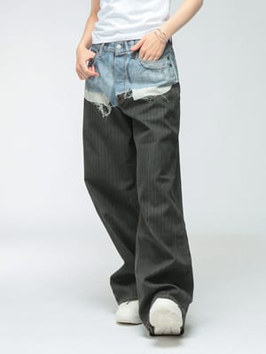 Acne Studios (アクネストゥディオズ) レディース ジーンズ プリント ボタンフライ トロンプルイユジーンズ 1981 ACLCK0139