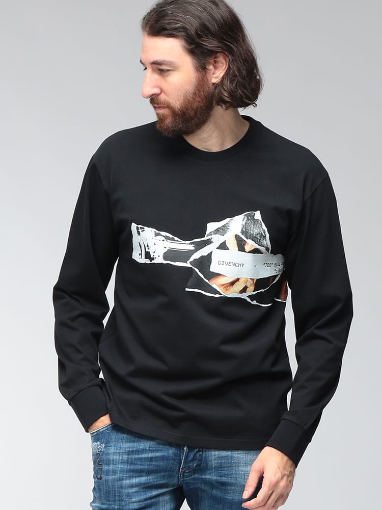 GIVENCHY (ジバンシィ) メンズ Tシャツ 長袖 グラフィックプリント クルーネック ロングスリーブ カットソー GVBM71MH3YUC