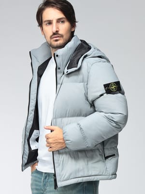 STONE ISLAND (ストーンアイランド) メンズ ダウンジャケット フード着脱 撥水 リップストップナイロン フルジップ ジャケット MATT RIPSTOP CORDURA SI4100013S0483