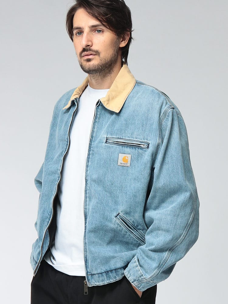 carhartt WIP (カーハートワークインプログレス) メンズ ジャケット デニム 胸ロゴ フルジップ ブルゾン OG DETROIT JACKET CARI036593