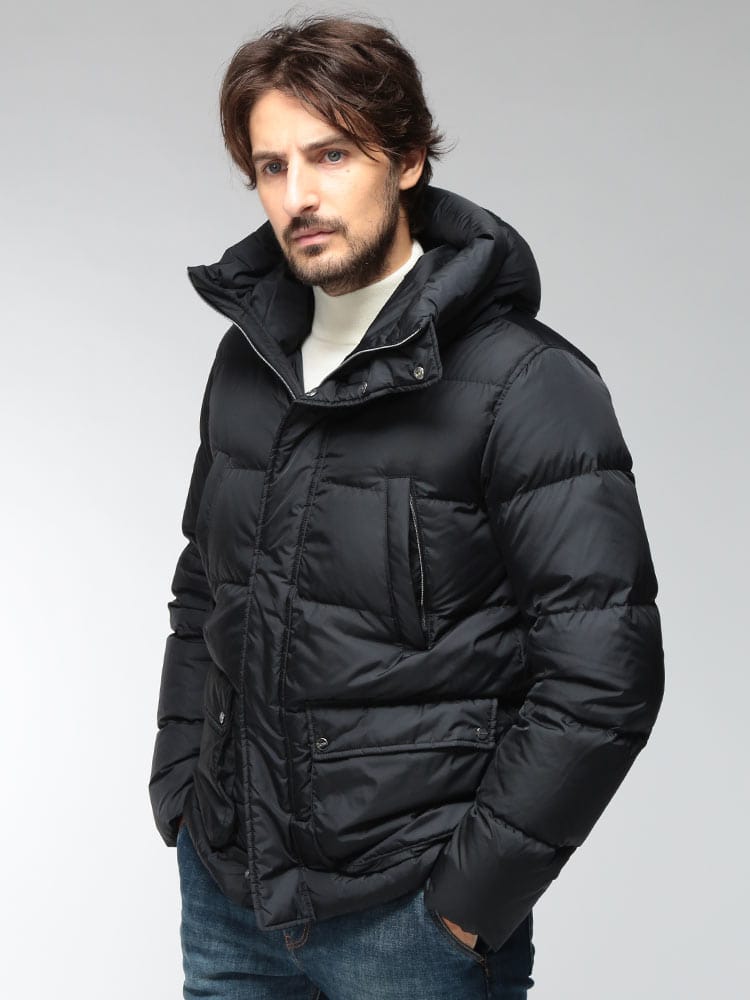 HERNO (ヘルノ) メンズ ダウンジャケット 撥水 レギュラーフィット スタンドカラー ダブルジップ ボンバージャケット POLAR-TECH NYLON CHAMONIX HRPI001140U26F