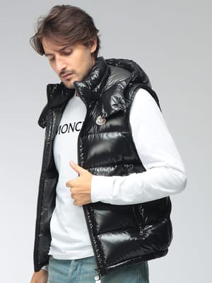 MONCLER (モンクレール) メンズ ダウンベスト フード ダウン ジャケット 光沢 ジップ BORMES MCBORMES6