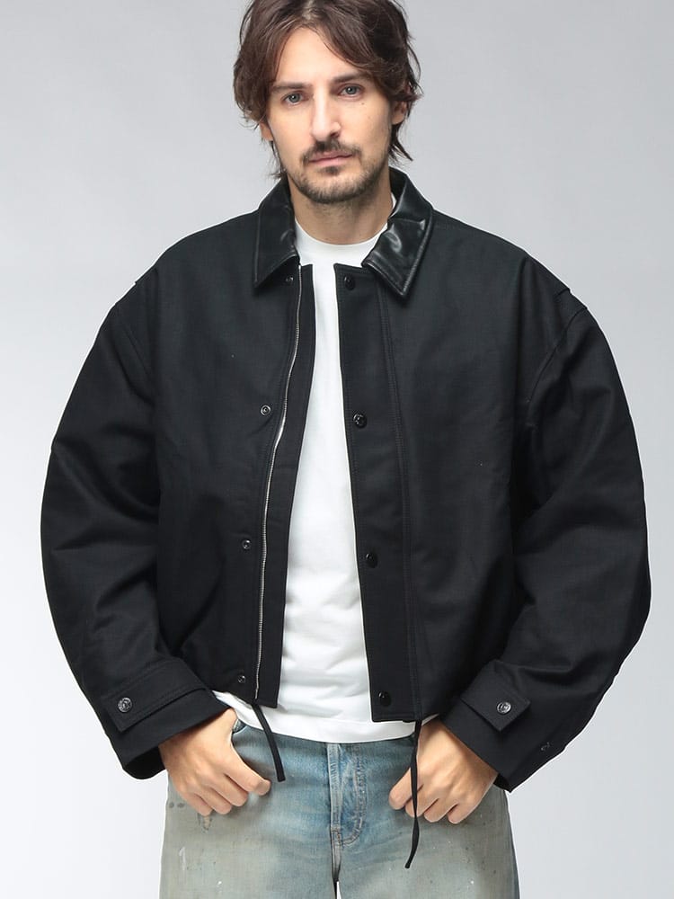 Acne Studios (アクネストゥディオズ) メンズ ボンバージャケット レギュラーフィット レザーカラー ショート丈 ブルゾン ACB90918