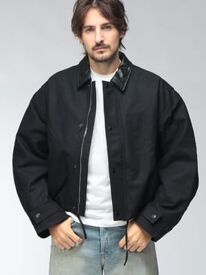 Acne Studios (アクネストゥディオズ) メンズ ボンバージャケット レギュラーフィット レザーカラー ショート丈 ブルゾン ACB90918